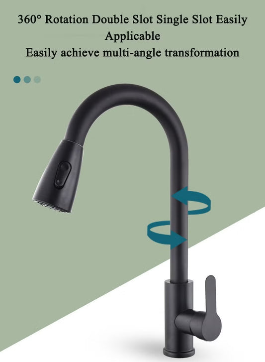 2 Spraying Mode Sink Faucet Silver, Pull Out Kitchen Faucets With 2 Spray Modes Silver and Black