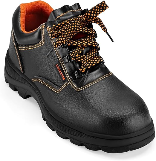 أحذية أمان - أحذية عمل جلدية قصيرة مقاومة للانزلاق ذات مقدمة فولاذية للرجال/النساء - مقاومة للماء والثقب، مريحة وخفيفة الوزن، مناسبة للاستخدامات الصناعية والإنشائية