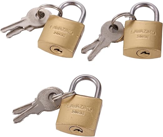 Brass Padlock 20mm- Keyed Anti-pick Tamper-proof Weather-resistant Lock Enhanced Security Protection from Theft for Gates Doors Sheds Lockers Toolboxes Bikes Luggage and Cabinets