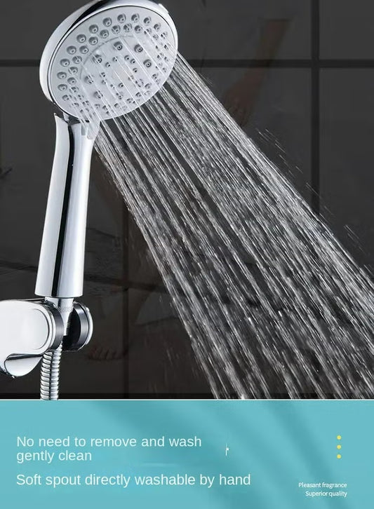 Handheld Shower Head with 1.3m Hose, Pressurised Shower Head, 5 Water Flow Modes, Comfortable Chrome Shower, Anti-Twist Durable,Silver