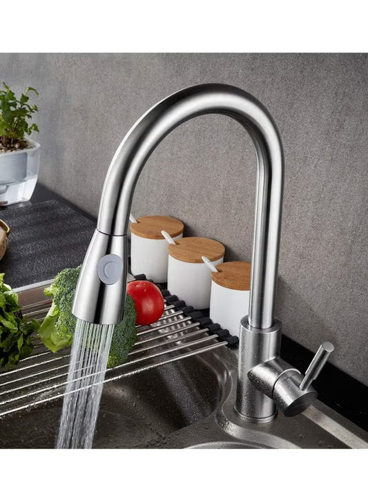 2 Spraying Mode Sink Faucet Silver, Pull Out Kitchen Faucets With 2 Spray Modes Silver and Black