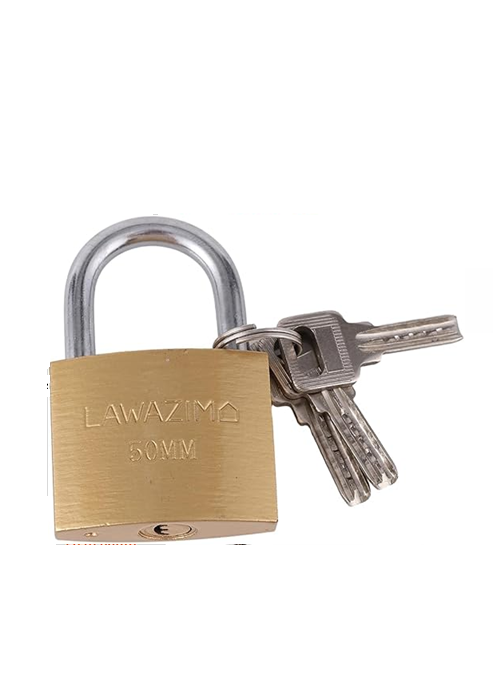 Brass Padlock 1 Piece - 50mm | Weatherproof Padlock with Keys for Travel Bags, File Cabinet Lock, Backpack, Suitcase, School Gym Locker, Toolbox